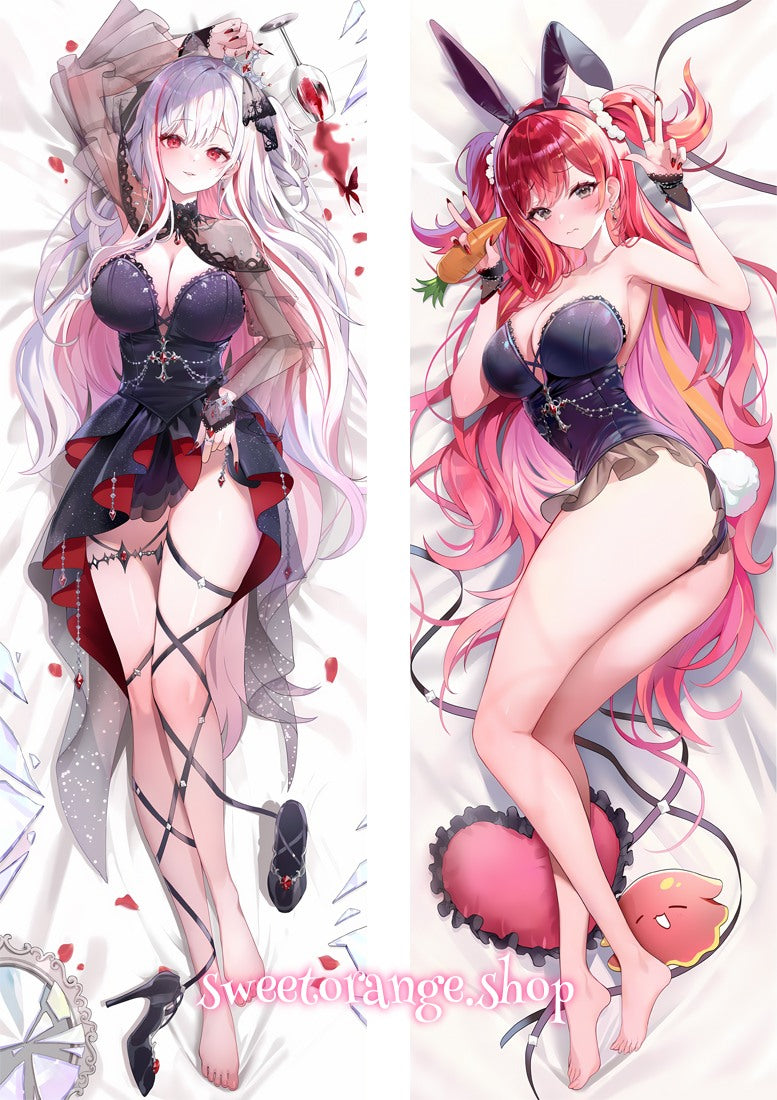 Virtual YouTuber Akane double-sided body pillow cover, pink hair cute VTuber, anime hugging dakimakura pillow case