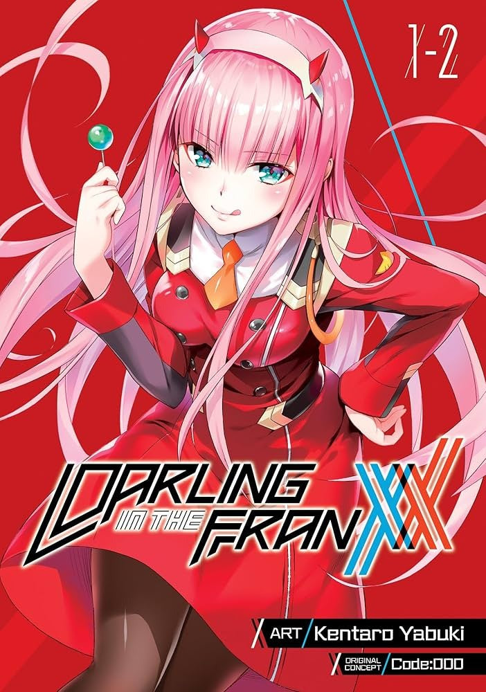Darling in the Franxx body pillow covers collection banner featuring Zero Two, Ichigo, and other Squad 13 characters from the anime series