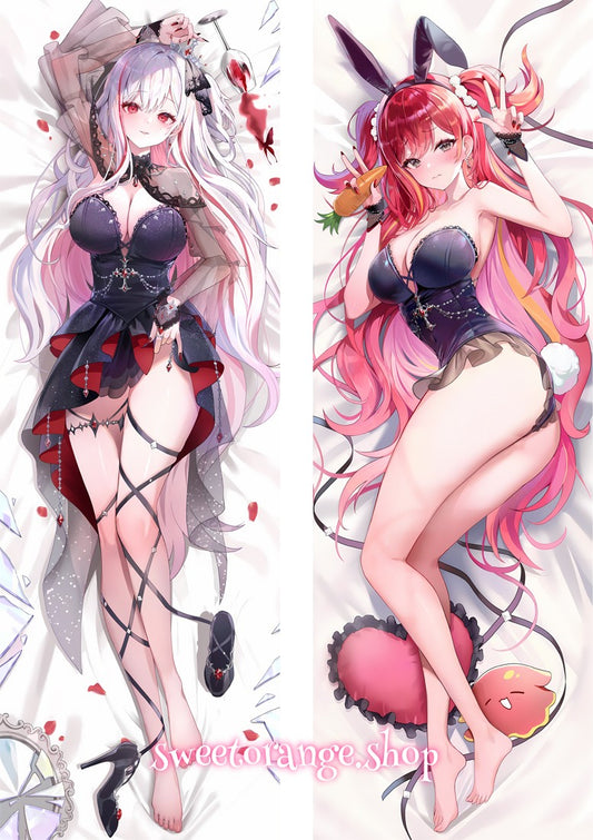 Virtual YouTuber Akane double-sided body pillow cover, pink hair cute VTuber, anime hugging dakimakura pillow case