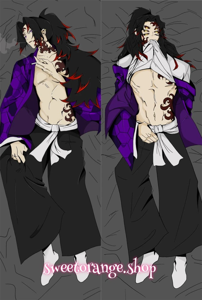 Demon Slayer Upper Rank One demon smoking design body pillow cover