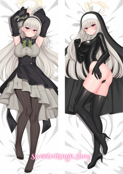 Blue Archive Utazumi Sakurako Body Pillow Cover - Double-Sided High Definition Game Character Dakimakura Case (Maid & Nun Bodysuit Ver)