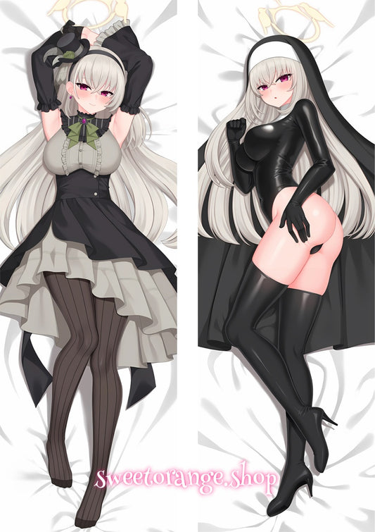 Blue Archive Utazumi Sakurako Body Pillow Cover - Double-Sided High Definition Game Character Dakimakura Case (Maid & Nun Bodysuit Ver)