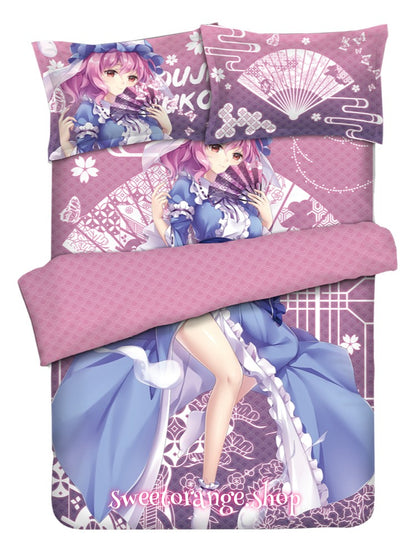 Touhou Yuyuko Saigyouji 4pcs Anime Bedding Set
