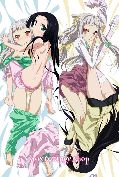 Code Geass Jiang Lihua & Kaguya Sumeragi double-sided dakimakura body pillow cover, black-haired Jiang Lihua and silver-haired Kaguya, anime hugging pillow case