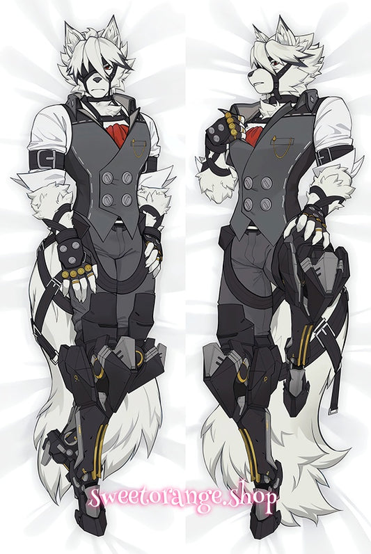 Von Lycaon Zenless Zone Zero dakimakura body pillow cover double‑sided wolf furry print
