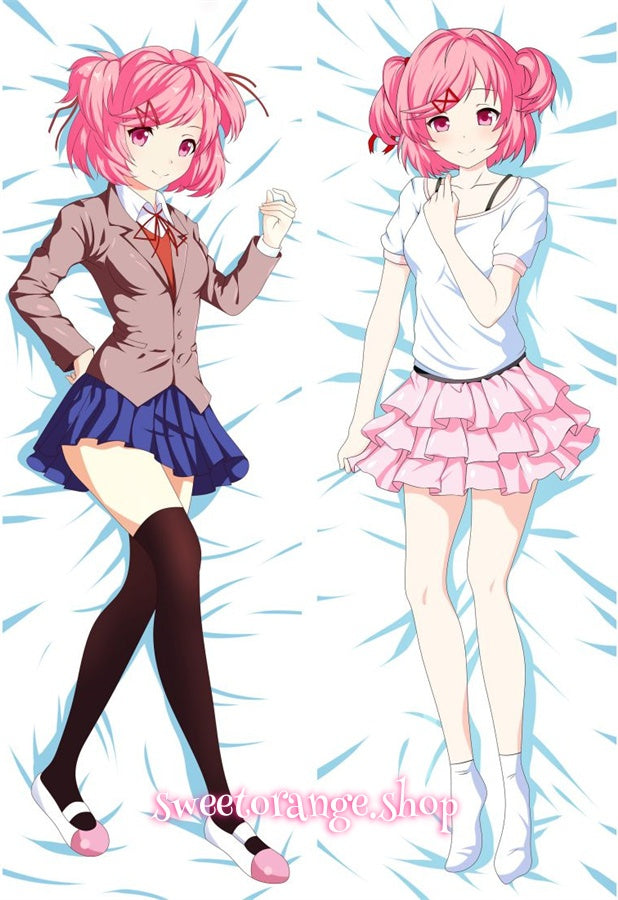 Spirited Natsuki DDLC body pillow cover, anime dakimakura case