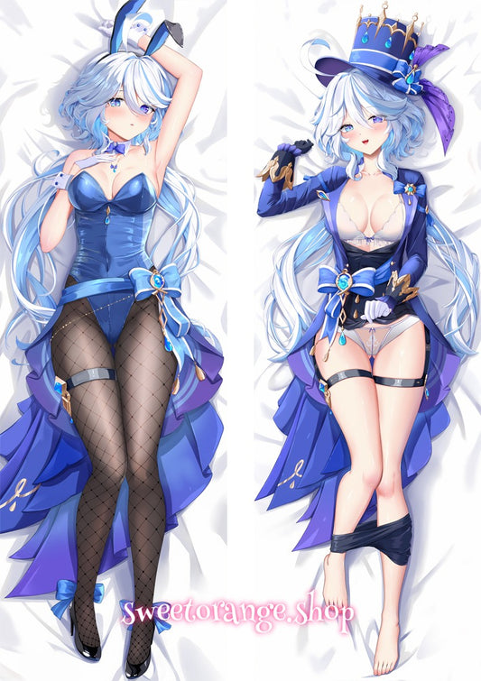 Genshin Impact Furina body pillow cover fabric detail, soft peach skin material, high-definition double-sided printed anime art